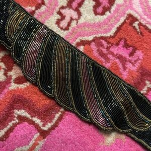 🖤♥️🖤Art Deco belt 20s style beaded perfection black burgundy Velcro